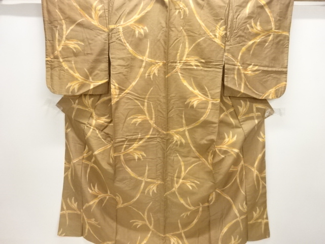 JAPANESE KIMONO / ANTIQUE KIMONO / SILK / TSUMUGI / WOVEN PLANTS